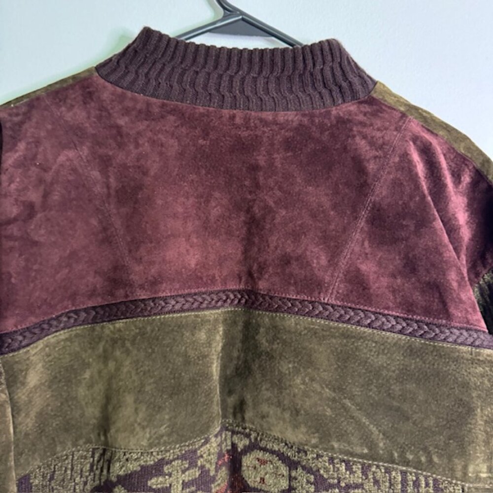 Vintage Men's Saxony Leather & Suede Sweater Size Large - Picture 5 of 8